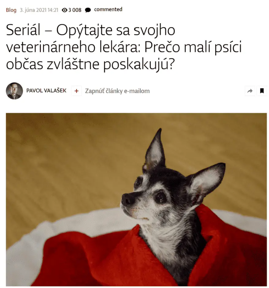 Příspěvek na blogu od MVDr. Pavla Valáška.