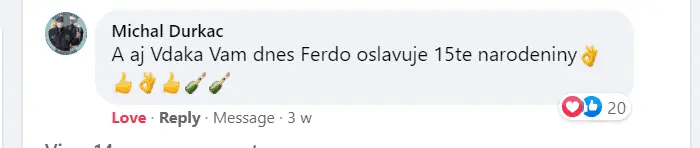Pozitivní recenze na MVDr. Pavla Valáška na sociální síti, ve které pán děkuje, že jeho domácí mazlíček žije už 15 let.